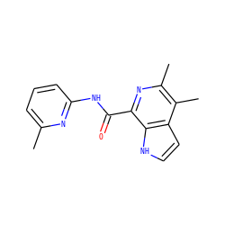 Cc1cccc(NC(=O)c2nc(C)c(C)c3cc[nH]c23)n1 ZINC000095574736
