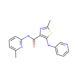Cc1cccc(NC(=O)c2nc(C)sc2Nc2cccnc2)n1 ZINC000035812446