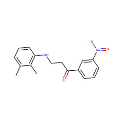 Cc1cccc(NCCC(=O)c2cccc([N+](=O)[O-])c2)c1C ZINC000000446278