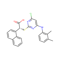 Cc1cccc(Nc2cc(Cl)nc(S[C@@H](C(=O)O)c3cccc4ccccc34)n2)c1C ZINC000040847275