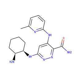 Cc1cccc(Nc2cc(N[C@@H]3CCCC[C@@H]3N)nnc2C(N)=O)n1 ZINC000169307035