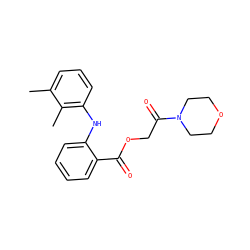 Cc1cccc(Nc2ccccc2C(=O)OCC(=O)N2CCOCC2)c1C ZINC000004058021