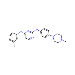 Cc1cccc(Nc2ccnc(Nc3ccc(N4CCN(C)CC4)cc3)n2)c1 ZINC000243498983