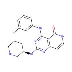 Cc1cccc(Nc2nc(N[C@@H]3CCCNC3)nc3cc[nH]c(=O)c23)c1 ZINC000045324203