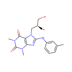 Cc1cccc(Nc2nc3c(c(=O)n(C)c(=O)n3C)n2C[C@H](O)CO)c1 ZINC000000801702