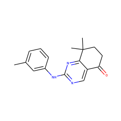 Cc1cccc(Nc2ncc3c(n2)C(C)(C)CCC3=O)c1 ZINC000096282176