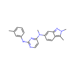 Cc1cccc(Nc2nccc(N(C)c3ccc4c(C)n(C)nc4c3)n2)c1 ZINC000103261671