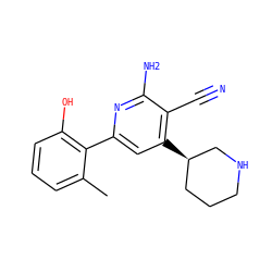 Cc1cccc(O)c1-c1cc([C@@H]2CCCNC2)c(C#N)c(N)n1 ZINC000028347036