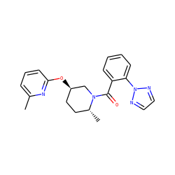 Cc1cccc(O[C@@H]2CC[C@@H](C)N(C(=O)c3ccccc3-n3nccn3)C2)n1 ZINC000299850625