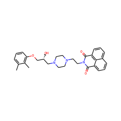 Cc1cccc(OC[C@H](O)CN2CCN(CCN3C(=O)c4cccc5cccc(c45)C3=O)CC2)c1C ZINC000022921258