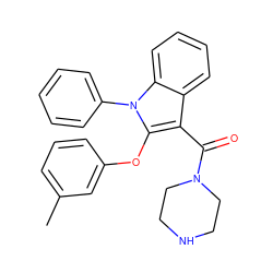 Cc1cccc(Oc2c(C(=O)N3CCNCC3)c3ccccc3n2-c2ccccc2)c1 ZINC000064527952
