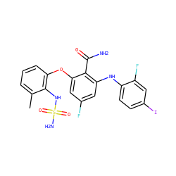 Cc1cccc(Oc2cc(F)cc(Nc3ccc(I)cc3F)c2C(N)=O)c1NS(N)(=O)=O ZINC000653845306