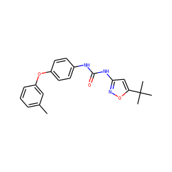 Cc1cccc(Oc2ccc(NC(=O)Nc3cc(C(C)(C)C)on3)cc2)c1 ZINC000040405971