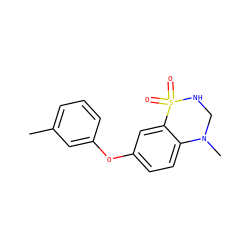Cc1cccc(Oc2ccc3c(c2)S(=O)(=O)NCN3C)c1 ZINC001772602499