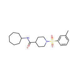 Cc1cccc(S(=O)(=O)N2CCC(C(=O)NC3CCCCCC3)CC2)c1 ZINC000073223483