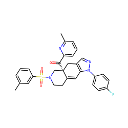 Cc1cccc(S(=O)(=O)N2CCC3=Cc4c(cnn4-c4ccc(F)cc4)C[C@]3(C(=O)c3cccc(C)n3)C2)c1 ZINC000208069105