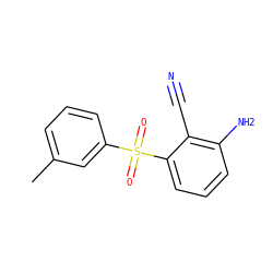 Cc1cccc(S(=O)(=O)c2cccc(N)c2C#N)c1 ZINC000005931254
