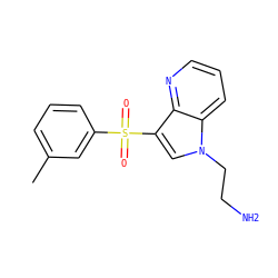 Cc1cccc(S(=O)(=O)c2cn(CCN)c3cccnc23)c1 ZINC000045259792