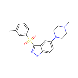 Cc1cccc(S(=O)(=O)c2n[nH]c3ccc(N4CCN(C)CC4)cc23)c1 ZINC000003820937
