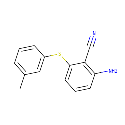Cc1cccc(Sc2cccc(N)c2C#N)c1 ZINC000000020466
