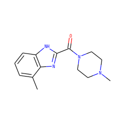 Cc1cccc2[nH]c(C(=O)N3CCN(C)CC3)nc12 ZINC000013678207