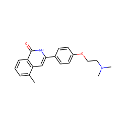 Cc1cccc2c(=O)[nH]c(-c3ccc(OCCN(C)C)cc3)cc12 ZINC001772597935