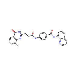 Cc1cccc2c(=O)[nH]c(CCC(=O)Nc3ccc(C(=O)Nc4cccc5cccnc45)cc3)nc12 ZINC000584905663