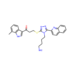 Cc1cccc2c(C(=O)CCSc3nnc(-c4ccc5ccccc5n4)n3CCCCN)c[nH]c12 ZINC000013981146