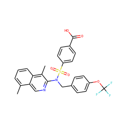 Cc1cccc2c(C)c(N(Cc3ccc(OC(F)(F)F)cc3)S(=O)(=O)c3ccc(C(=O)O)cc3)ncc12 ZINC000261121883