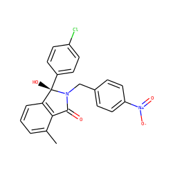 Cc1cccc2c1C(=O)N(Cc1ccc([N+](=O)[O-])cc1)[C@@]2(O)c1ccc(Cl)cc1 ZINC000143088938