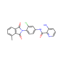 Cc1cccc2c1C(=O)N(c1ccc(NC(=O)c3ncccc3N)cc1Cl)C2=O ZINC000653846508