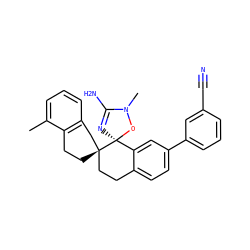 Cc1cccc2c1CC[C@@]1(CCc3ccc(-c4cccc(C#N)c4)cc3[C@@]13N=C(N)N(C)O3)C2 ZINC000146794078