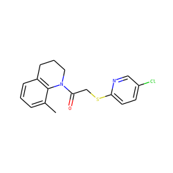 Cc1cccc2c1N(C(=O)CSc1ccc(Cl)cn1)CCC2 ZINC000113622755