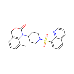 Cc1cccc2c1N(C1CCN(S(=O)(=O)c3cccc4cccnc34)CC1)C(=O)OC2 ZINC000013611814