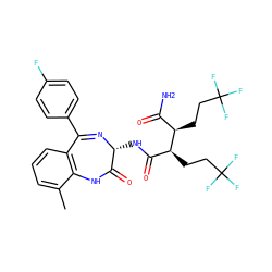 Cc1cccc2c1NC(=O)[C@@H](NC(=O)[C@H](CCC(F)(F)F)[C@H](CCC(F)(F)F)C(N)=O)N=C2c1ccc(F)cc1 ZINC000210756297