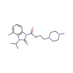 Cc1cccc2c1n(C(C)C)c(=O)n2C(=O)NCCN1CCN(C)CC1 ZINC000022939344