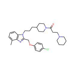 Cc1cccc2c1nc(COc1ccc(Cl)cc1)n2CCCC1CCN(C(=O)CCN2CCCCC2)CC1 ZINC000027546561