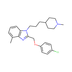 Cc1cccc2c1nc(COc1ccc(Cl)cc1)n2CCCC1CCN(C)CC1 ZINC000027527011