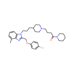Cc1cccc2c1nc(COc1ccc(Cl)cc1)n2CCCC1CCN(CCCC(=O)N2CCCCC2)CC1 ZINC000027526461