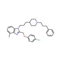 Cc1cccc2c1nc(COc1ccc(Cl)cc1)n2CCCC1CCN(CCCc2ccccc2)CC1 ZINC000027548440