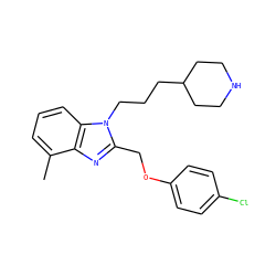 Cc1cccc2c1nc(COc1ccc(Cl)cc1)n2CCCC1CCNCC1 ZINC000027547111