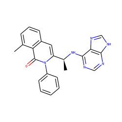 Cc1cccc2cc([C@H](C)Nc3ncnc4[nH]cnc34)n(-c3ccccc3)c(=O)c12 ZINC000088345905
