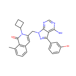 Cc1cccc2cc(Cn3nc(-c4cccc(O)c4)c4c(N)ncnc43)n(C3CCC3)c(=O)c12 ZINC000088345981