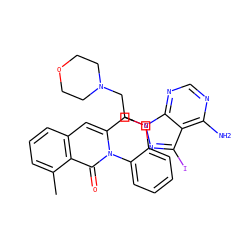 Cc1cccc2cc(Cn3nc(I)c4c(N)ncnc43)n(-c3ccccc3OCCN3CCOCC3)c(=O)c12 ZINC000164992229