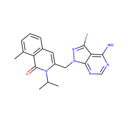 Cc1cccc2cc(Cn3nc(I)c4c(N)ncnc43)n(C(C)C)c(=O)c12 ZINC000088345953