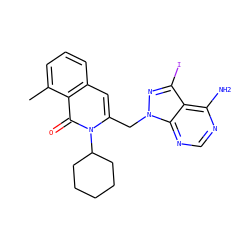 Cc1cccc2cc(Cn3nc(I)c4c(N)ncnc43)n(C3CCCCC3)c(=O)c12 ZINC000088345745