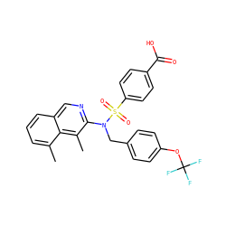 Cc1cccc2cnc(N(Cc3ccc(OC(F)(F)F)cc3)S(=O)(=O)c3ccc(C(=O)O)cc3)c(C)c12 ZINC000261191038