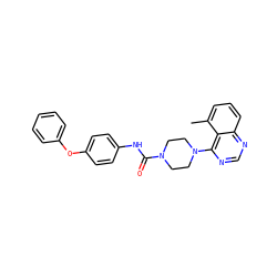 Cc1cccc2ncnc(N3CCN(C(=O)Nc4ccc(Oc5ccccc5)cc4)CC3)c12 ZINC000013538328