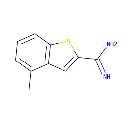 Cc1cccc2sc(C(=N)N)cc12 ZINC000027215355