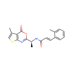Cc1ccccc1/C=C/C(=O)N[C@@H](C)c1nc2scc(C)c2c(=O)o1 ZINC000027519561